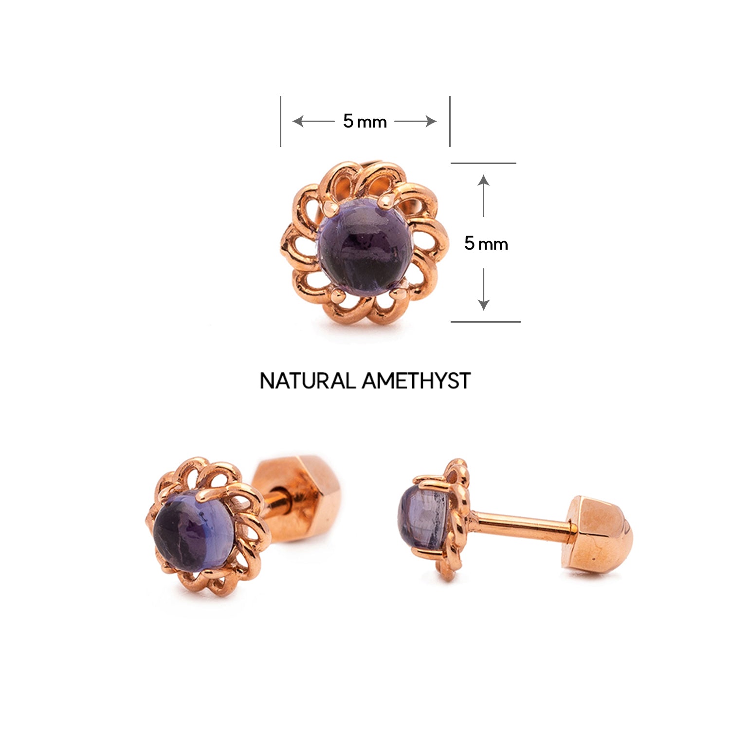 14K 18K gold piercing errings natural stone simple custom jewerly