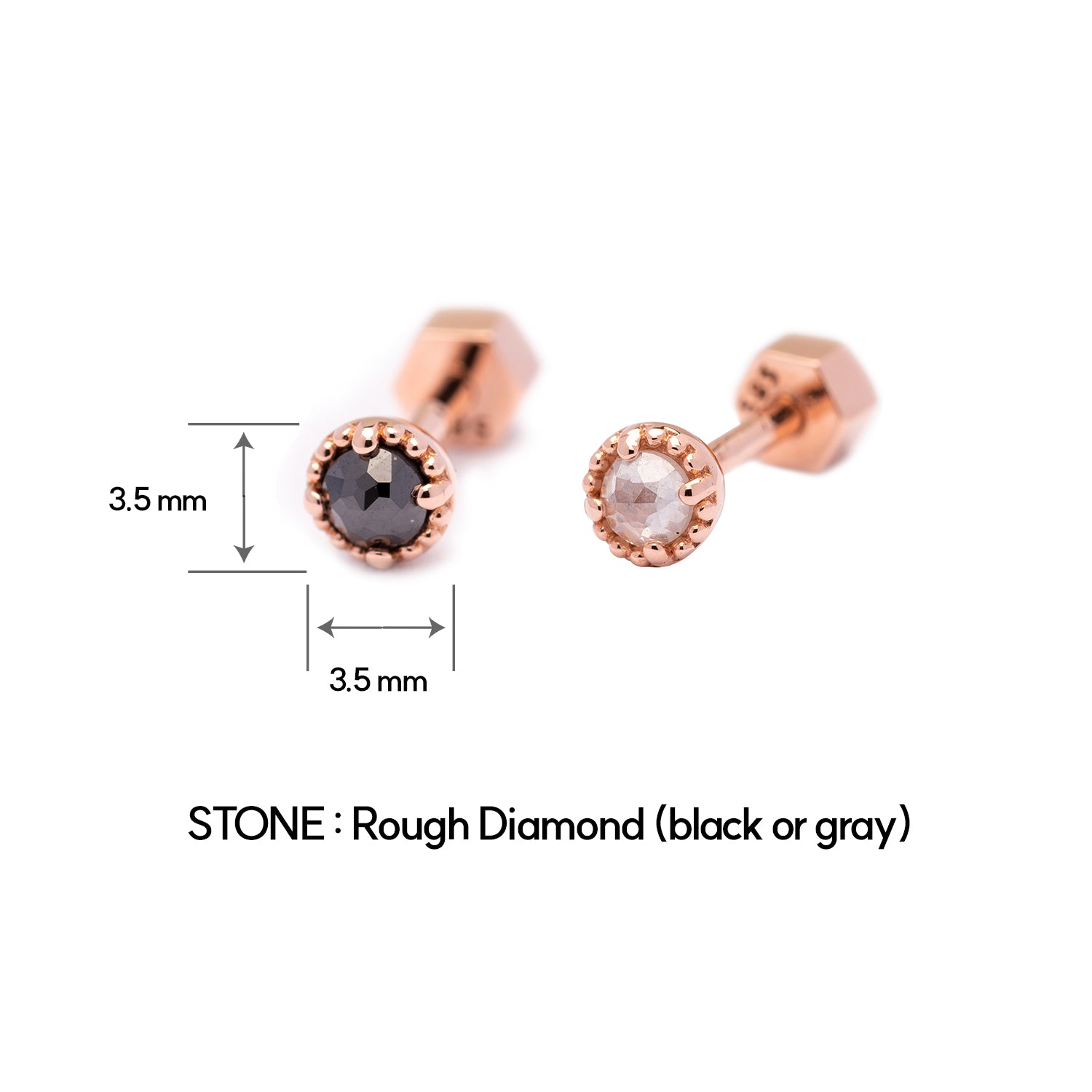 14K gold gray black diamond piercing 18K errings jewelry simple gift