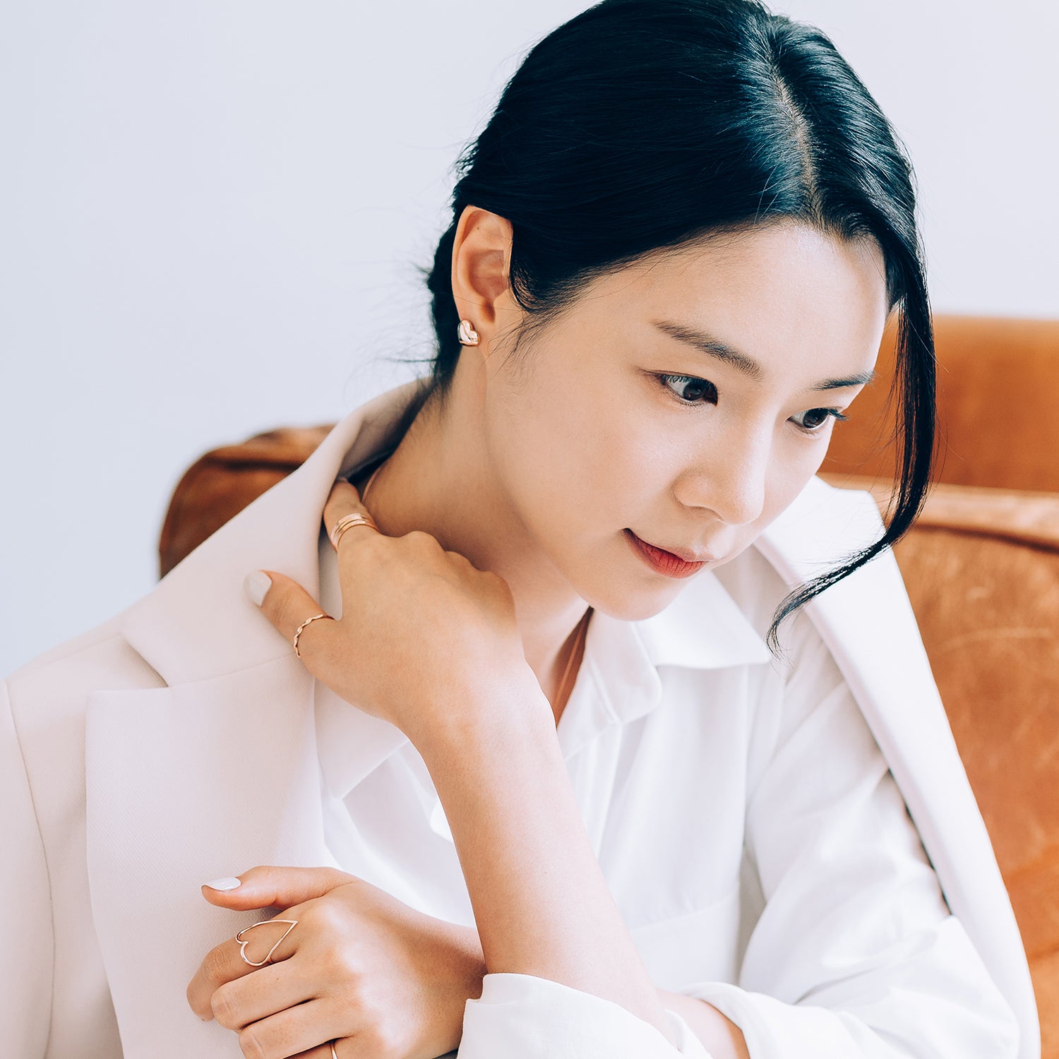 14k 18k gold one-touch hoop earring heart unique women custom jewerly