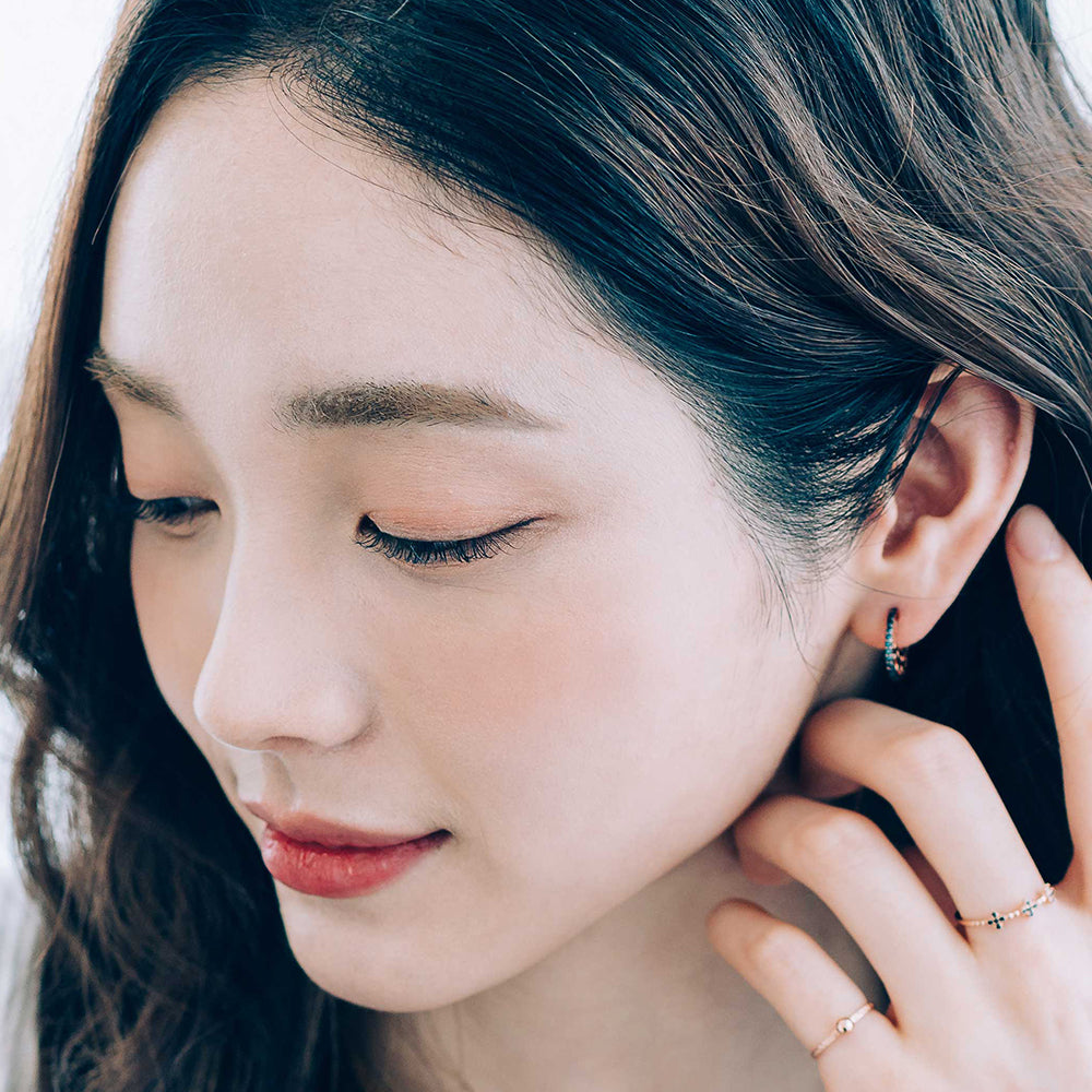 14k blue diamond A+++ 46 piece moon gold earring 18k K jewellery