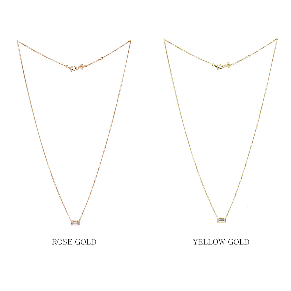 Baguette cutting Q stone necklace gold 14k 18k