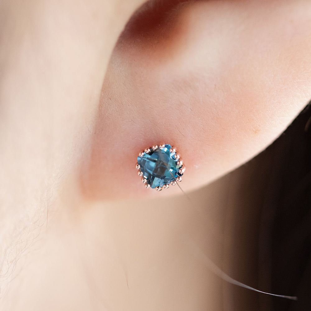 14K piercing 18K natural stone topaz errings simple gift girl K jewelry