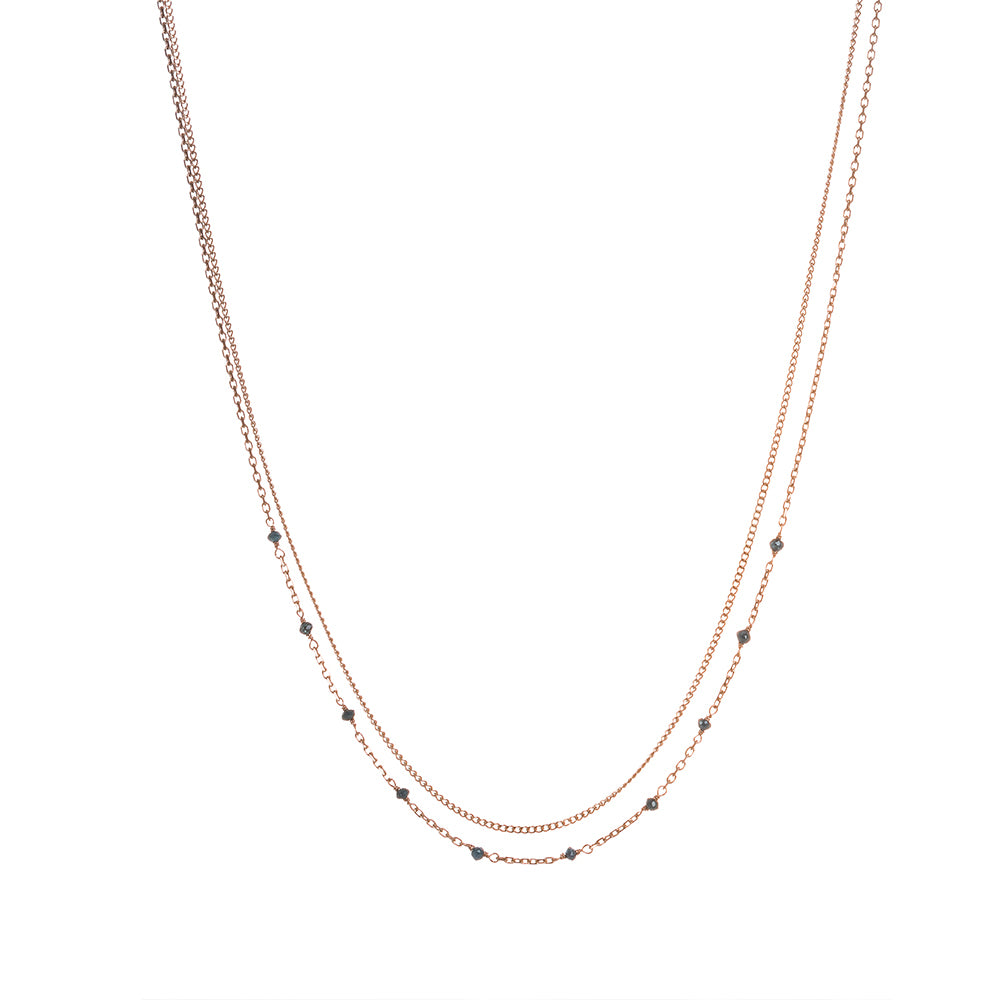 14K 18K Gold Double Layer Diamond Necklace Everyday Layered Necklace