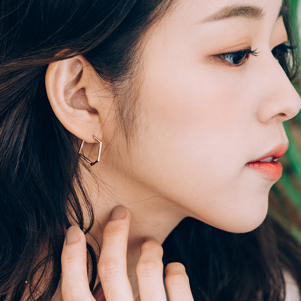 14k 18k gold one-touch hoop gold earring 585 750