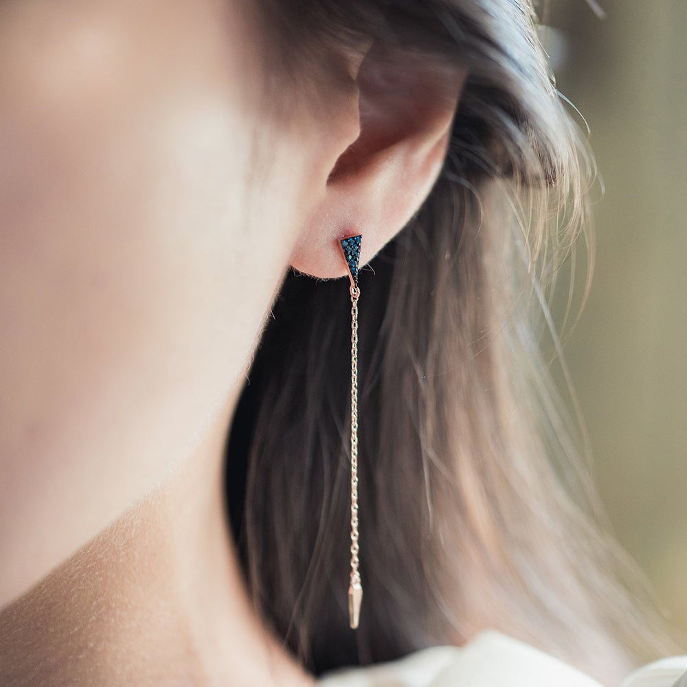 14k 585 blue diamond earring blueQ signity 18k 750 star K jewerly