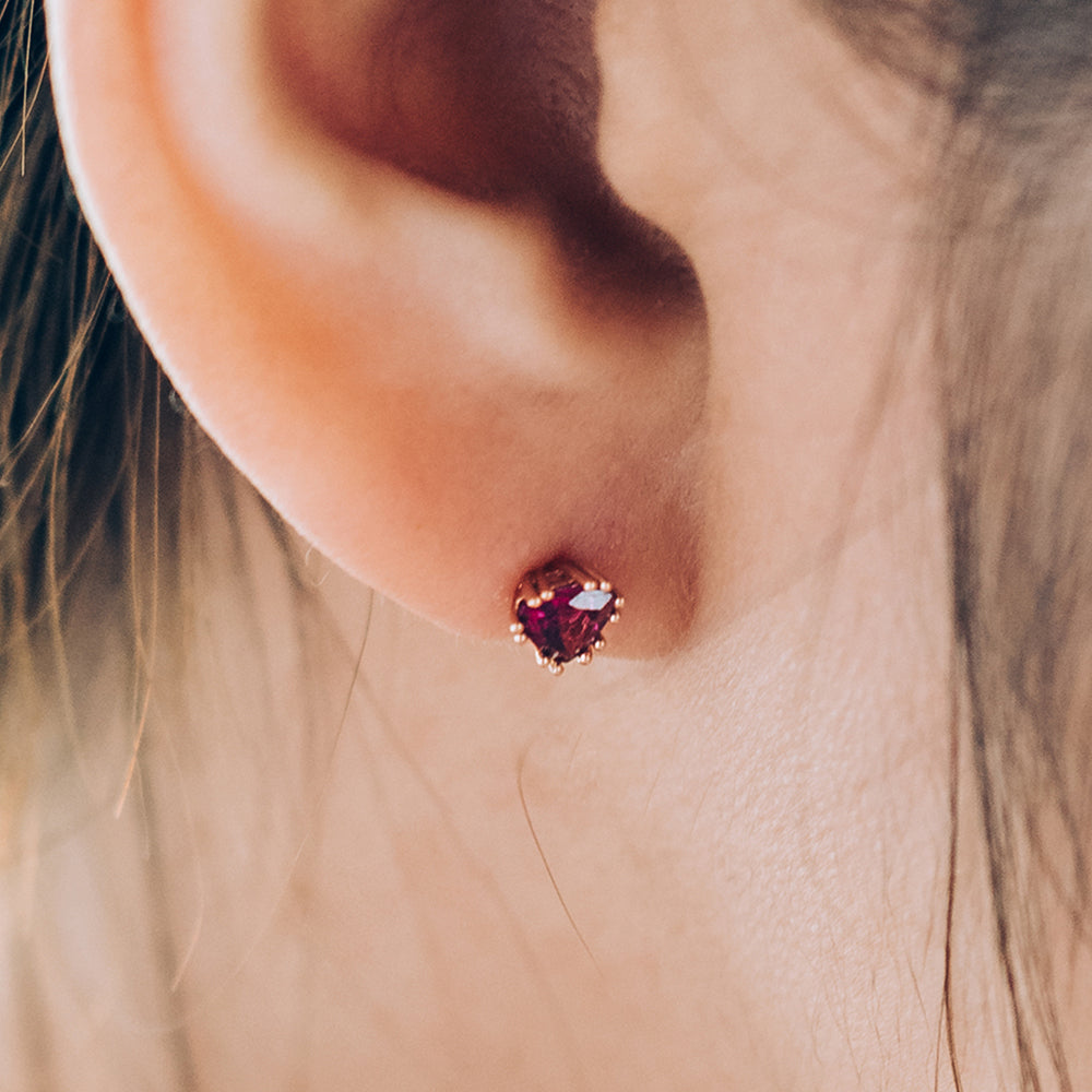 14K piercing 18K natural stone garnet errings simple gift K jewelry