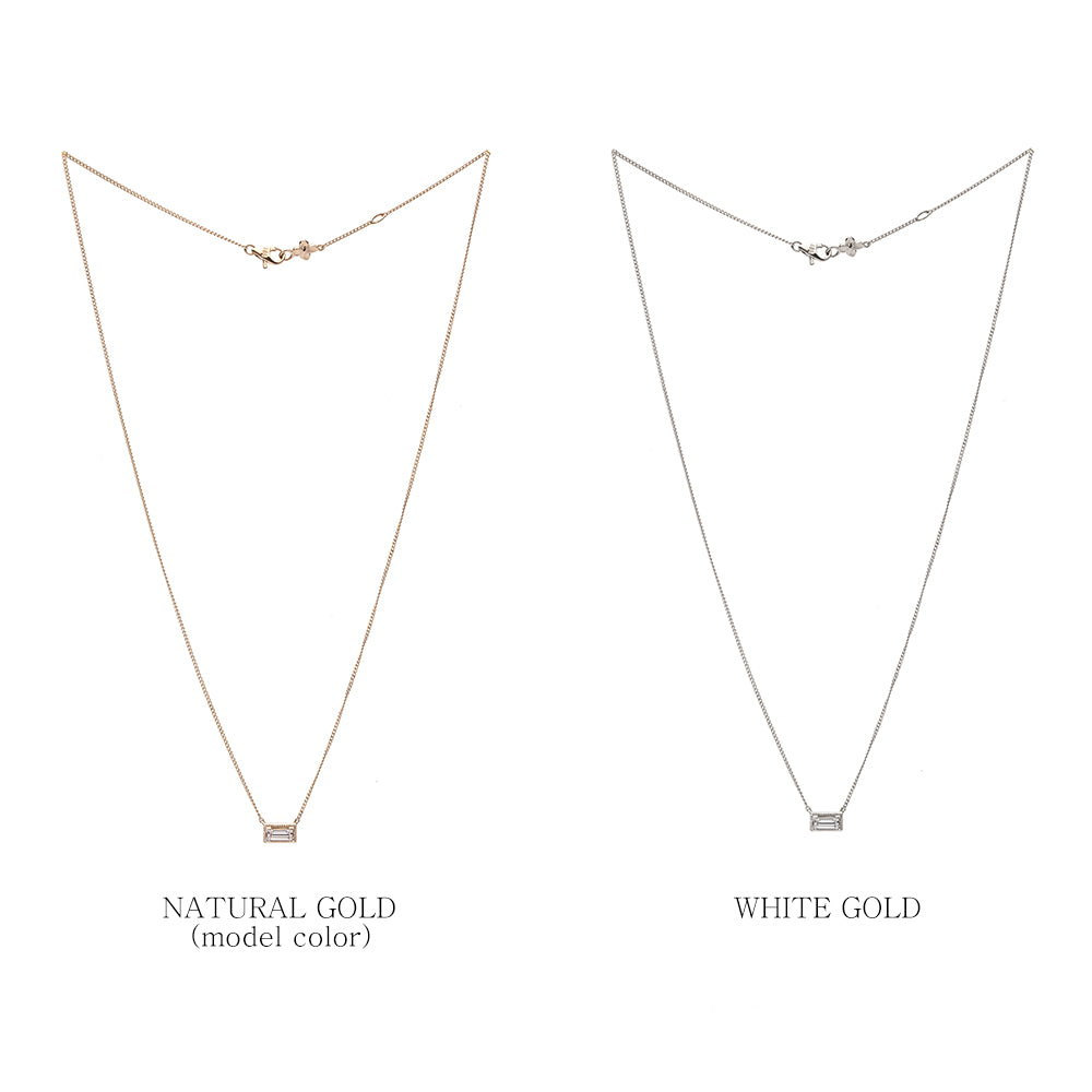 Baguette cutting Q stone necklace gold 14k 18k