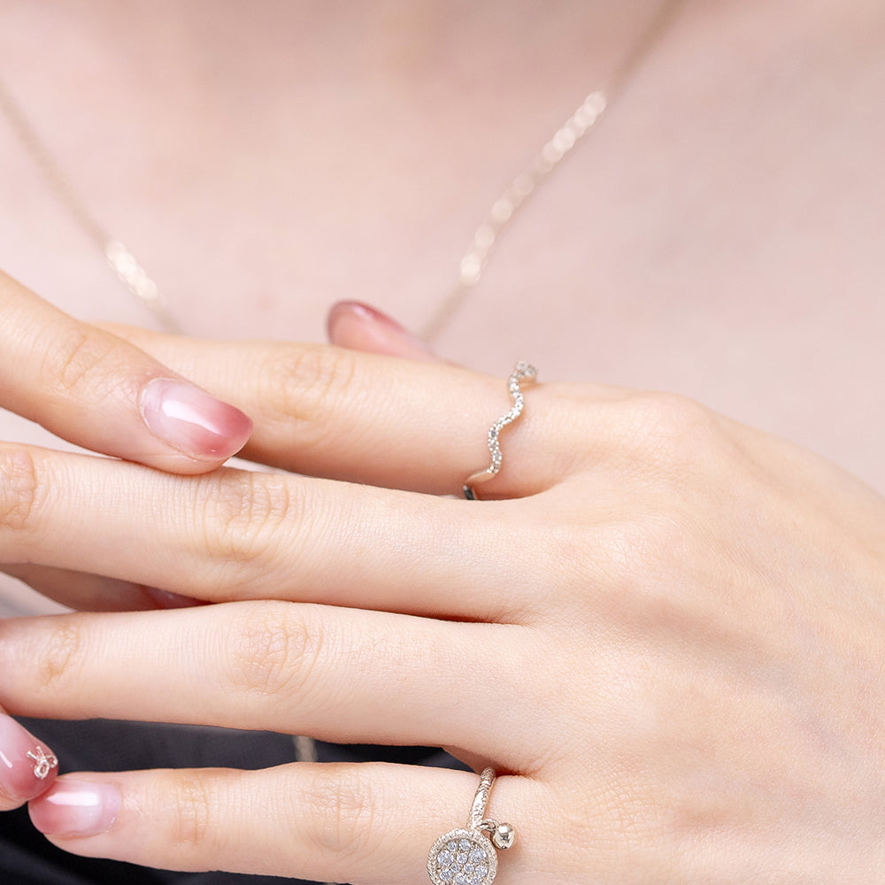 gold diamond A+++ wave ring wedding band gift