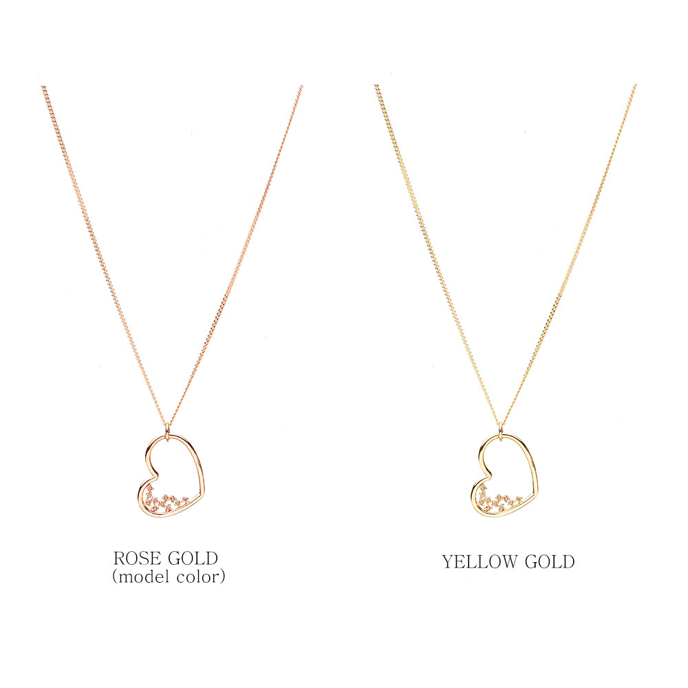 14k 18k heart diamond A+++ GOLD necklace propose wedding anniversary gift