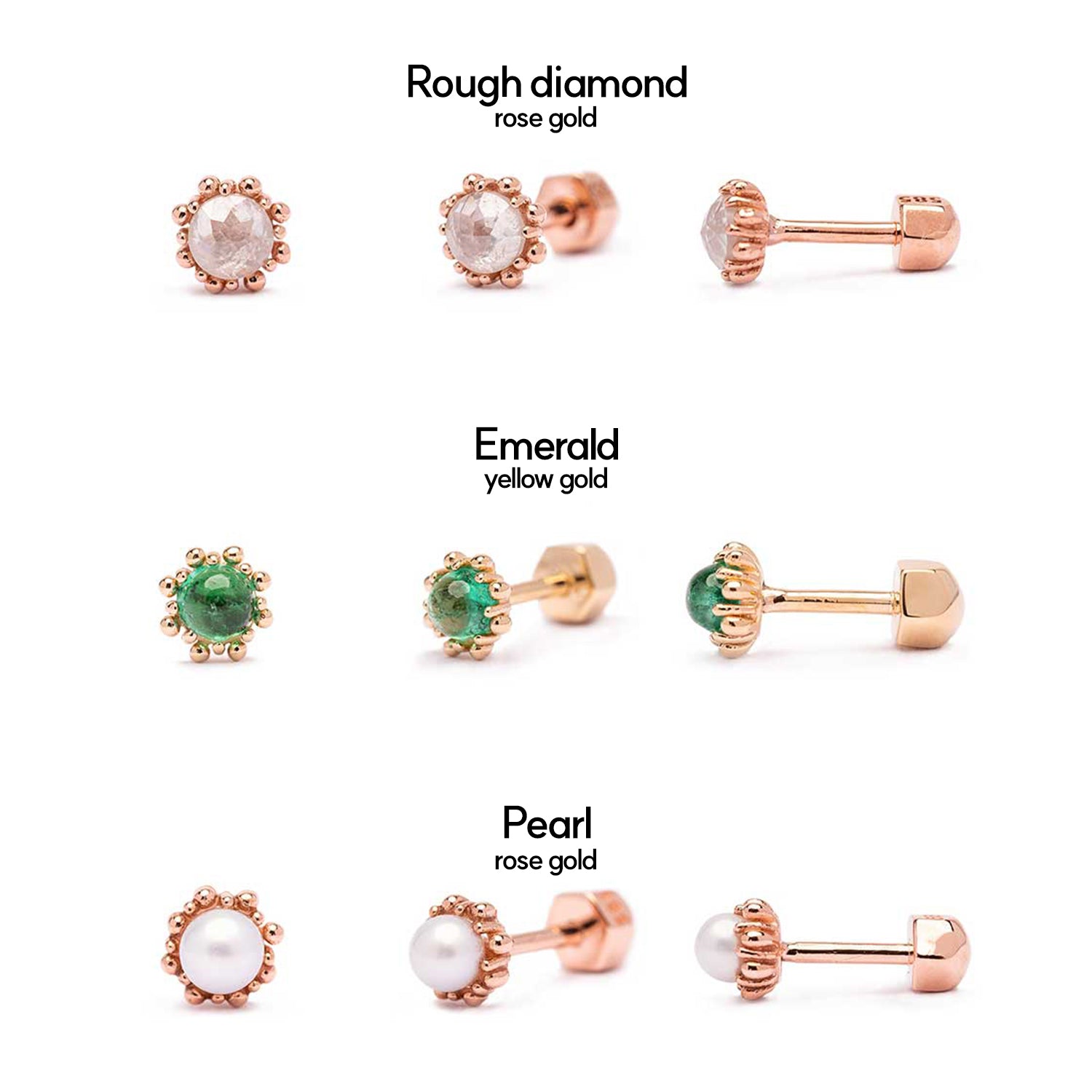 14K gold natural 12 stone piercing 18K errings girl 585 750 KOREA jewerllery