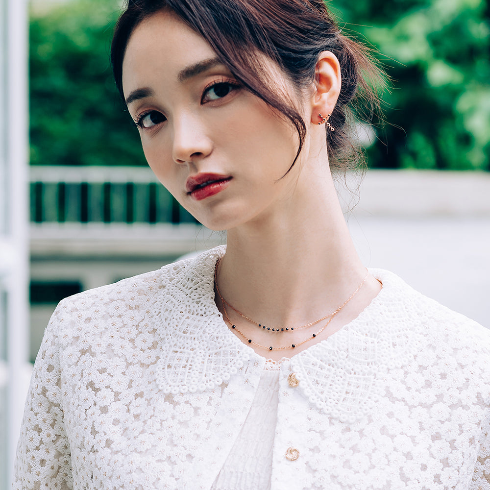 natural spinel 14k 18k gold necklace Two-layer chain necklace