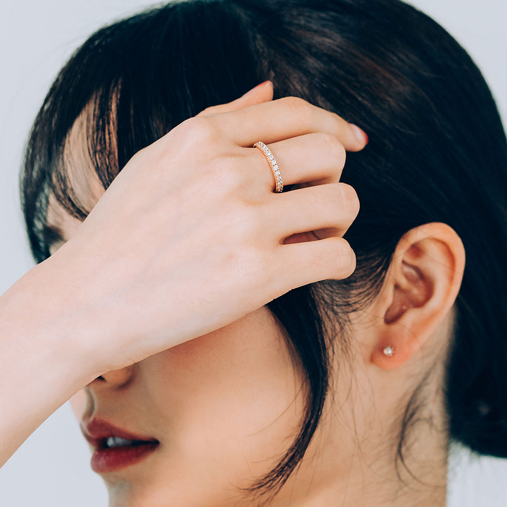 swarovski tennis ring wedding guard ring 14k 18k gold layered band jewerly