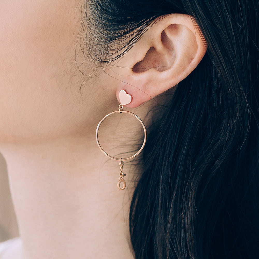 14k 18k gold hoop earring big round LOVE unique women earring custom jewerly