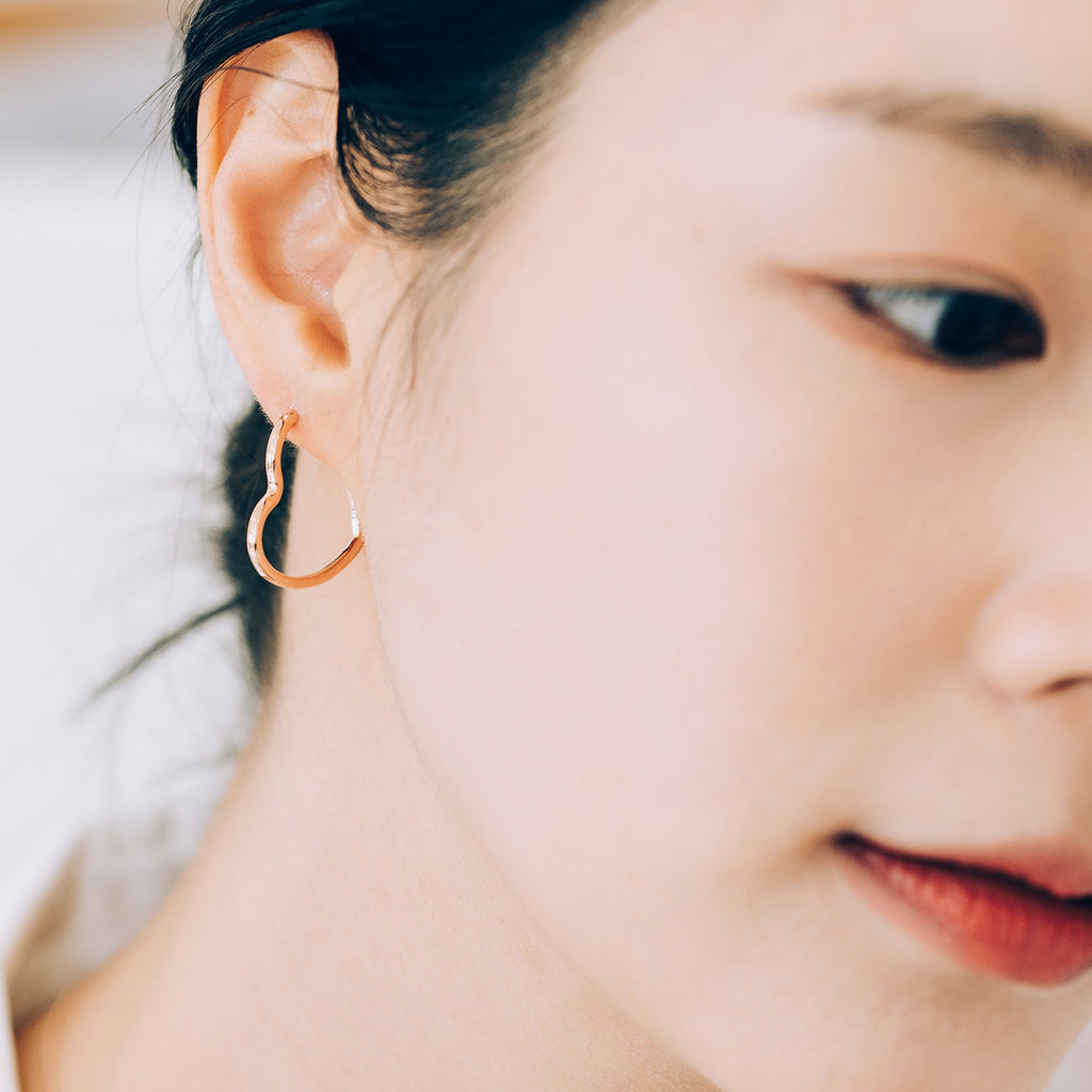 14k 18k gold one-touch hoop earring heart unique women custom jewerly