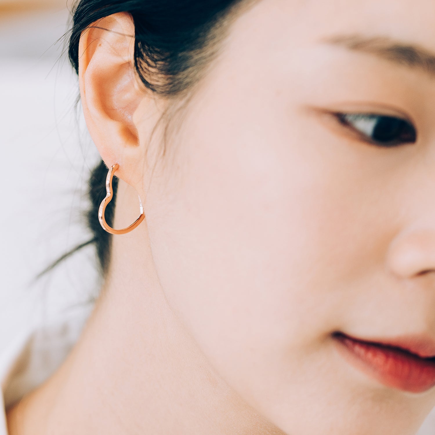 14k 18k gold one-touch hoop earring heart unique women custom jewerly