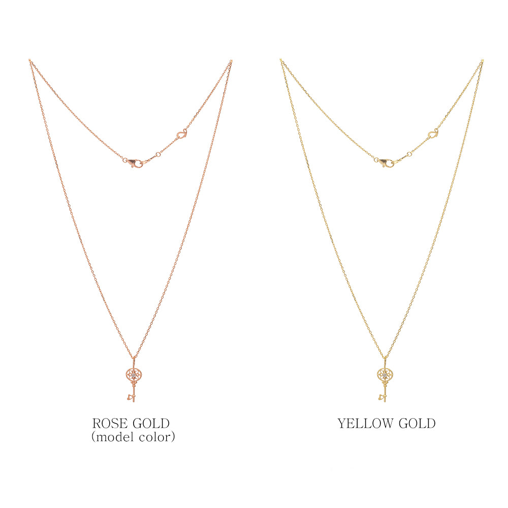 grey diamond A+++ gold key necklace 14K 18K daily jewerly