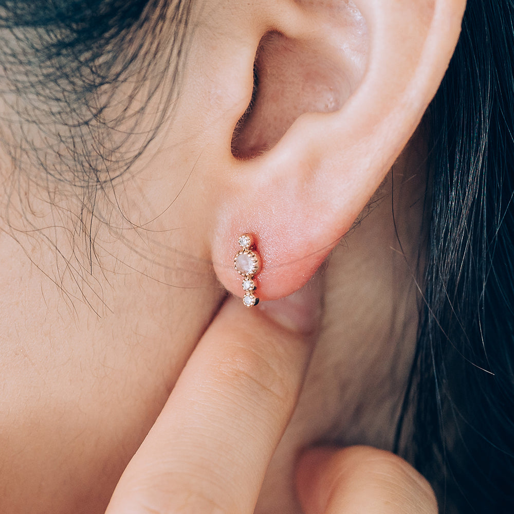 14K 18K gold diamond piercing errings moonstone natural custom jewerly