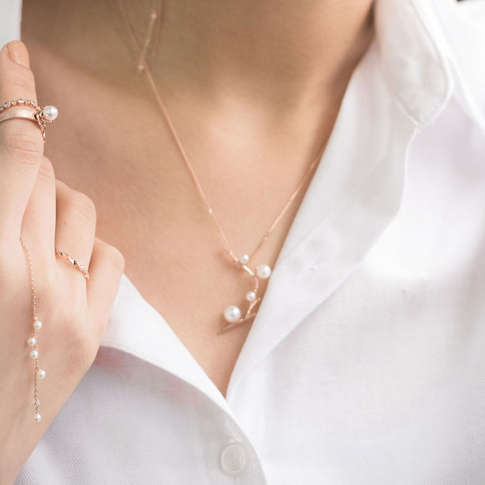 14k 18k sea-grown cultured pearl necklace gold daily leaf gift