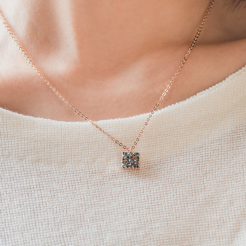 Blue diamond A+++ NECLACE 14K 18K anniversary gift