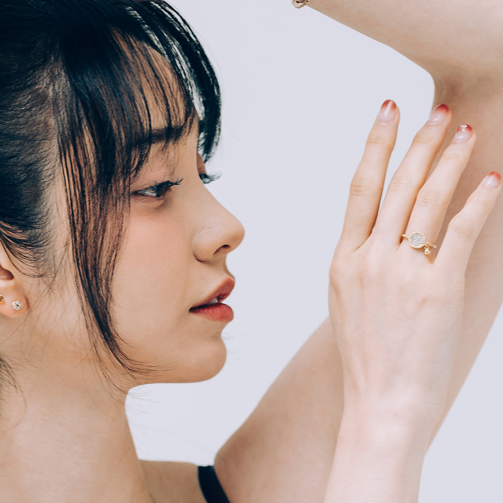 gold diamond wedding charm Dangle Ring vintage handmade korea ring 14k 18k