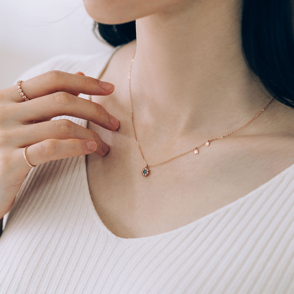 flower design necklace rough diamond A+++ gold 14K 18K