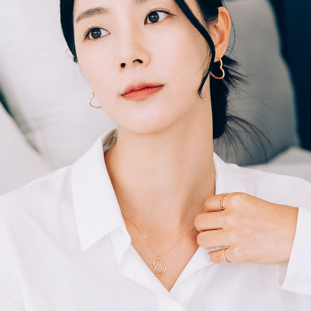 14k 18k heart diamond A+++ GOLD necklace propose wedding anniversary gift