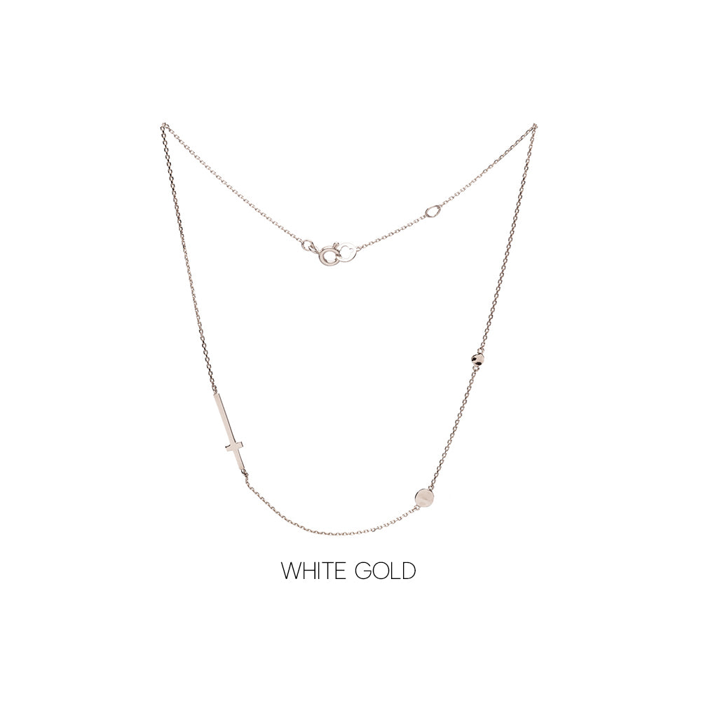 14K 18K Gold Chain Choker Necklace with Cross