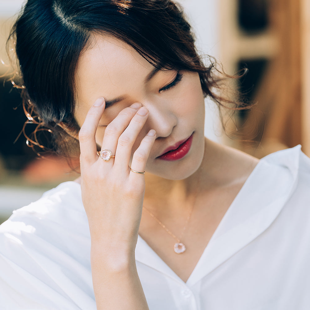 14k 18k Rose Quartz(pink an amethyst) gold NECLACE korea jewerly
