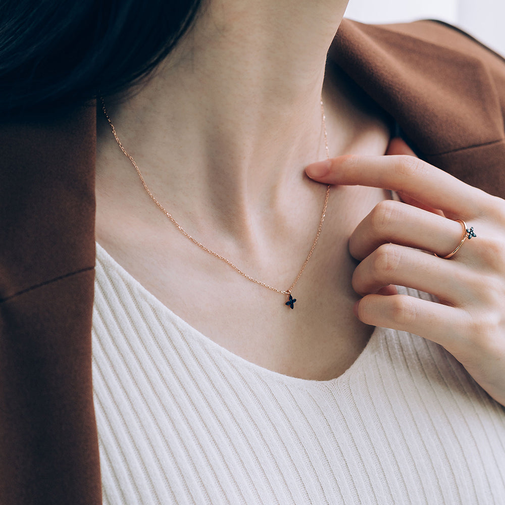 minimal pendant blue diamond A+++ 14k 18k necklace jewerly