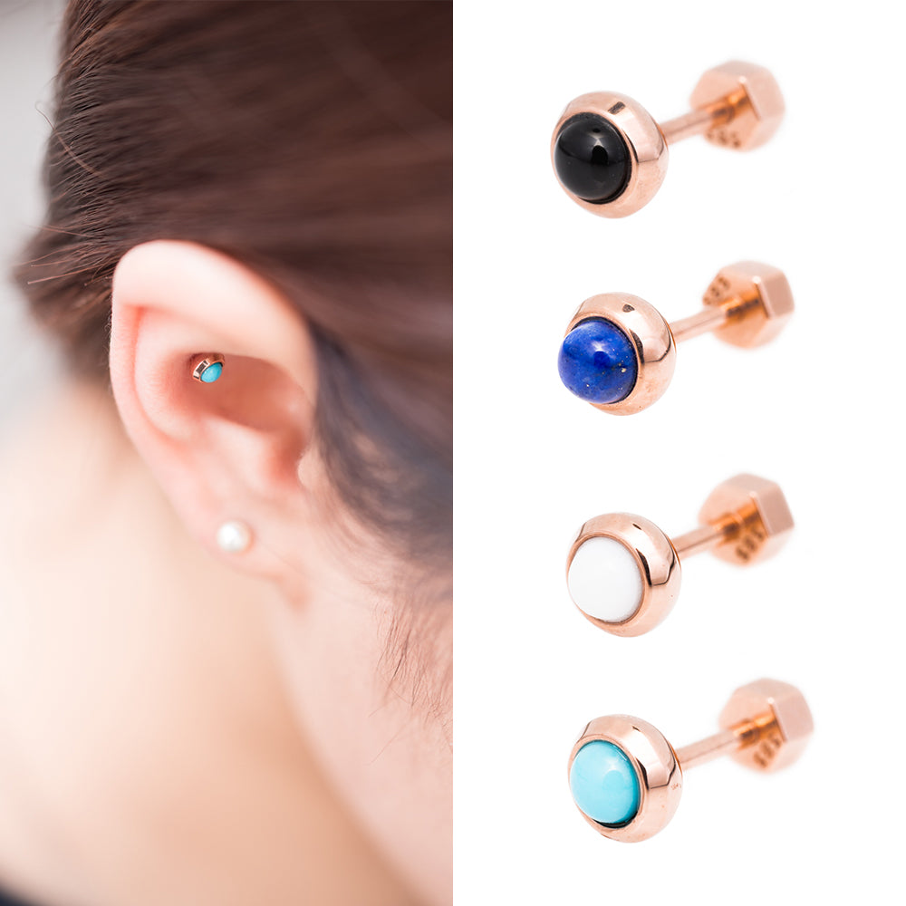 14K piercing 18K natural stone errings lapis onix turqoise agate