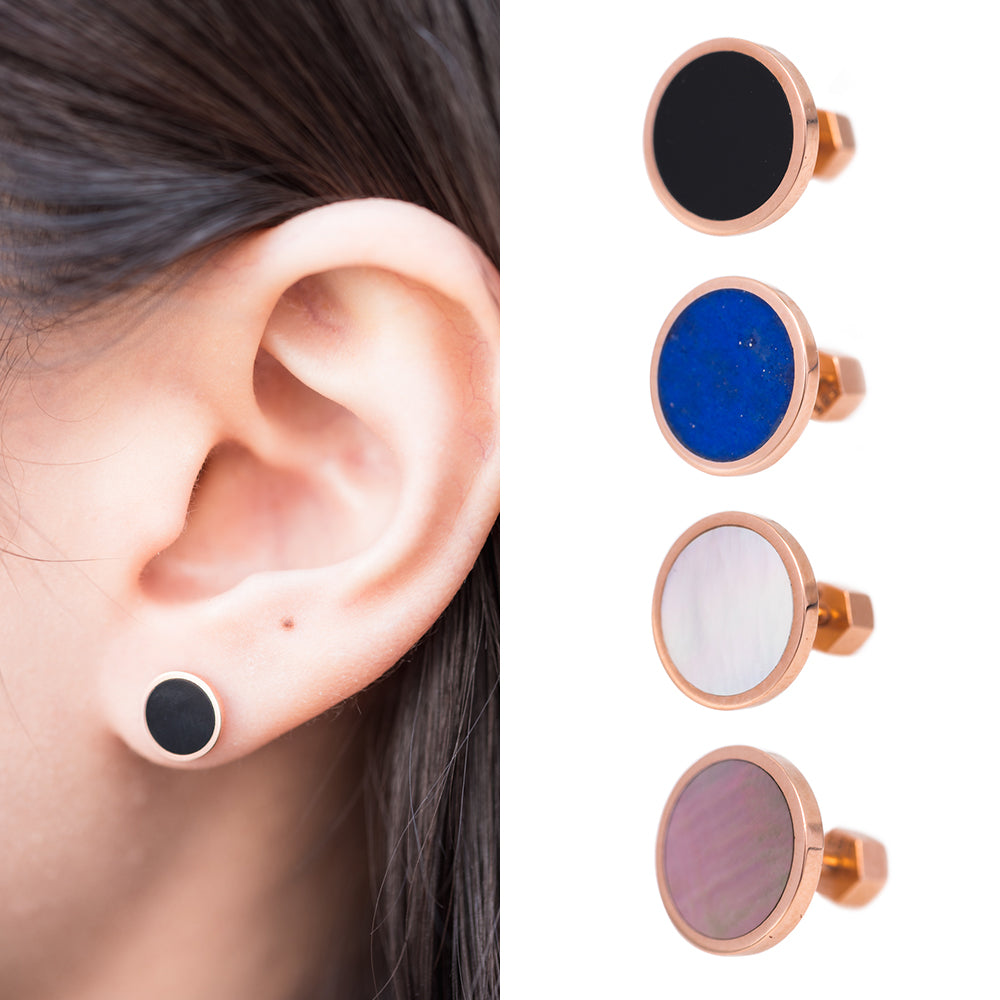 14K piercing 18K natural stone errings lapis onix shell inlay jewelry