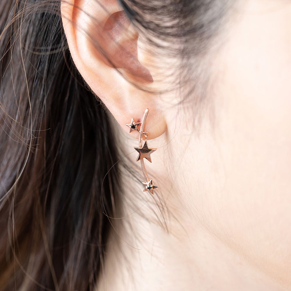 14k gold earring black diamond simple women gift K jewelry jewellery