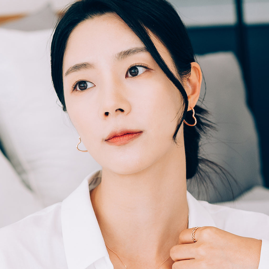 14k 18k gold one-touch hoop earring heart unique women custom jewerly