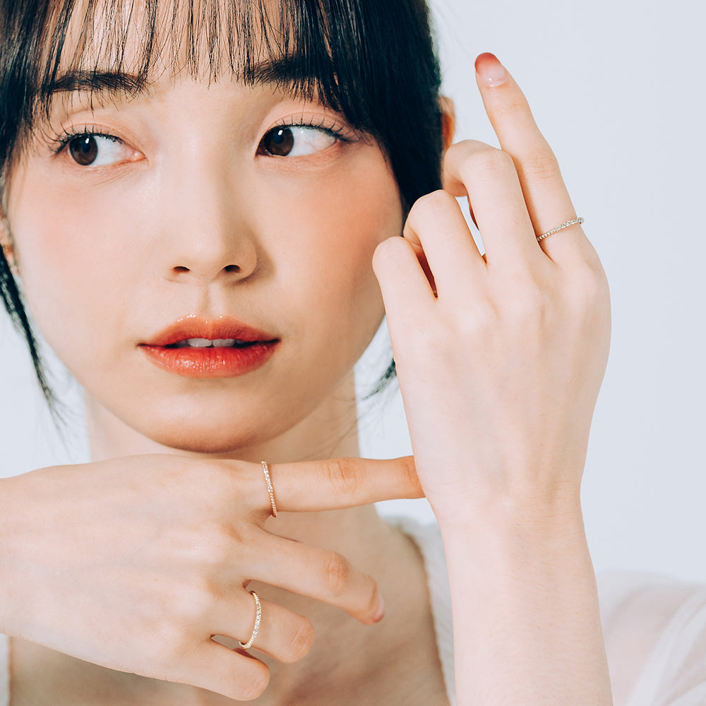 Diamond guard ring 14k 18k gold Women’s layered diamond band