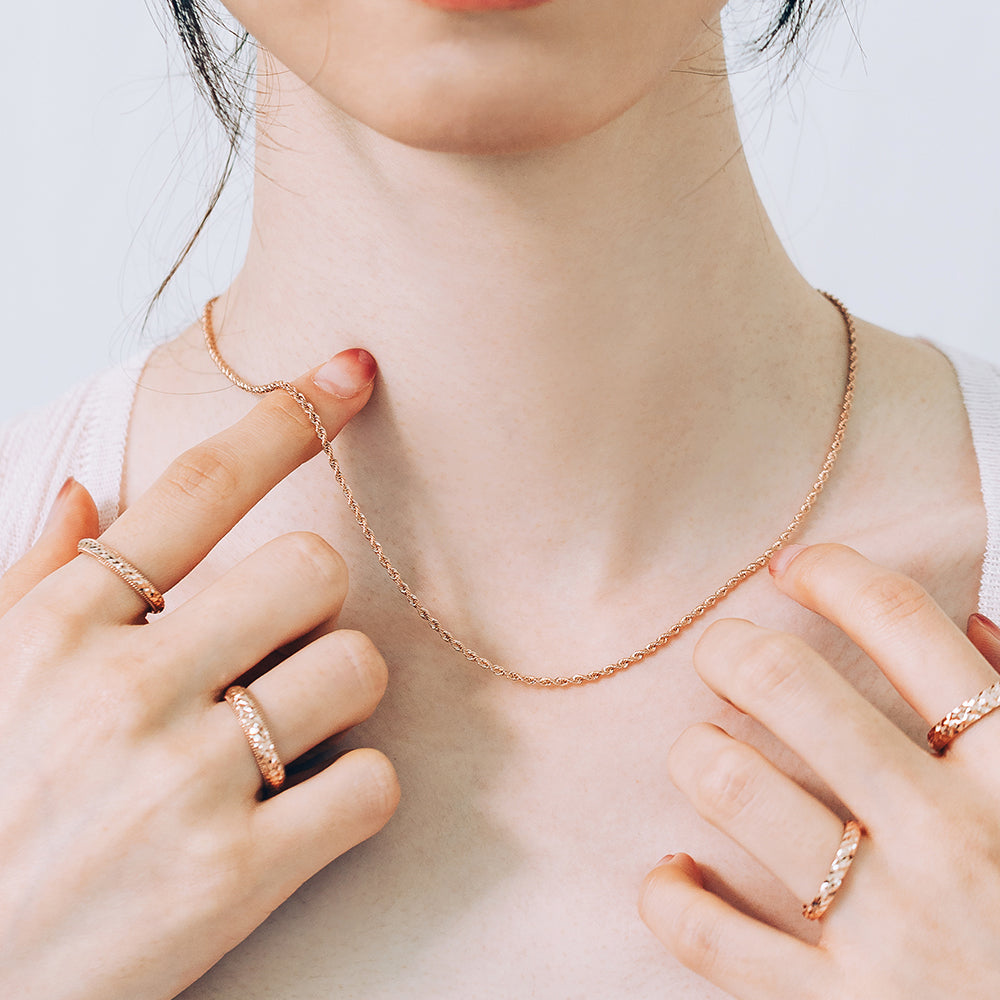 rope design necklace GOLD 14k 18k wedding daily gift