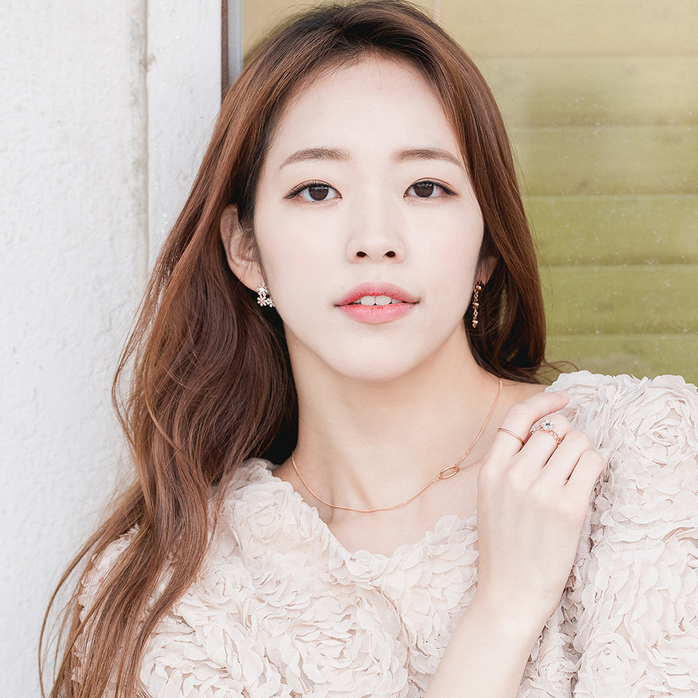 14K gold earring 18K diamond custom flower drop earring korea jewelry