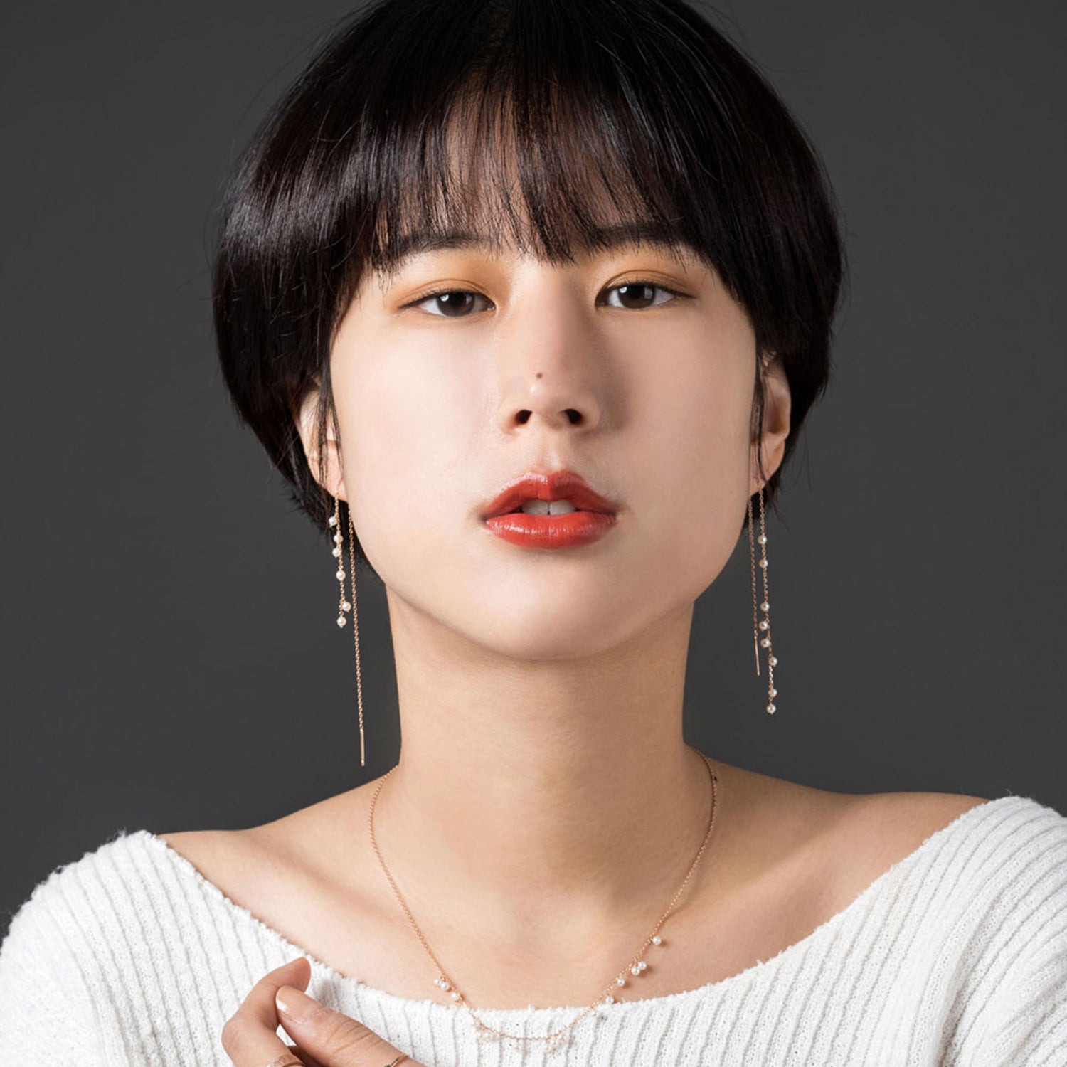 14k 18K pearl gold earring long chain K jewellery gift