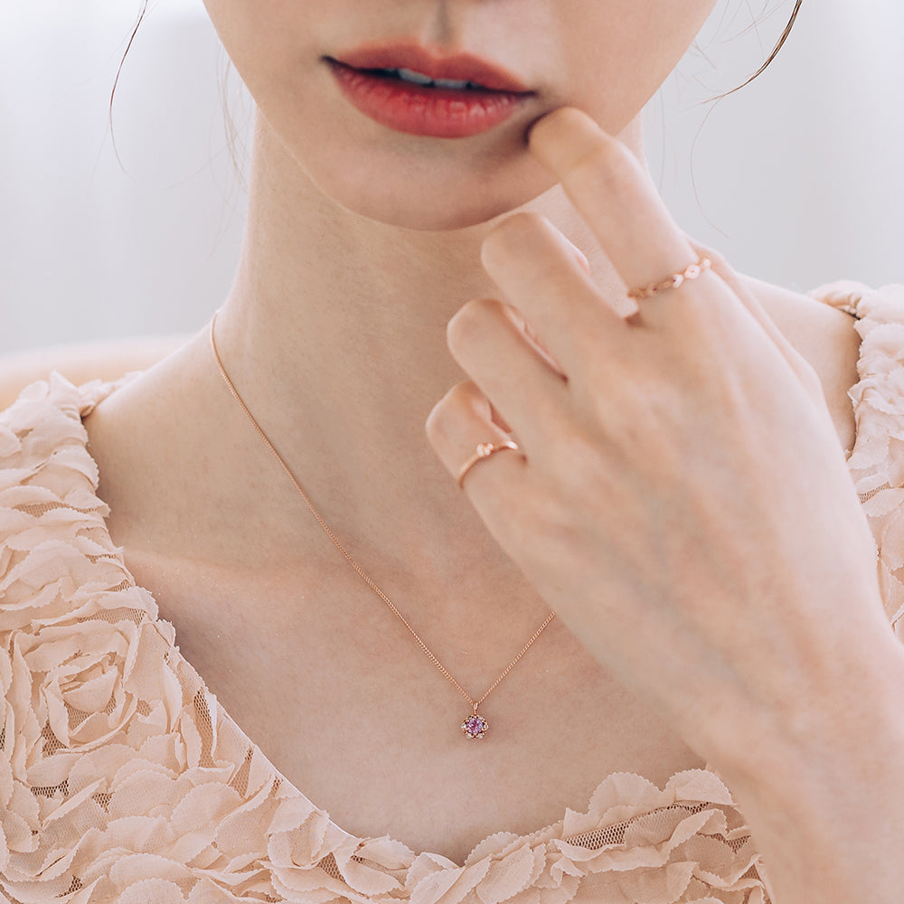 pink sapphire cognac diamond A+++ gold 14k 18k necklace gift bridal