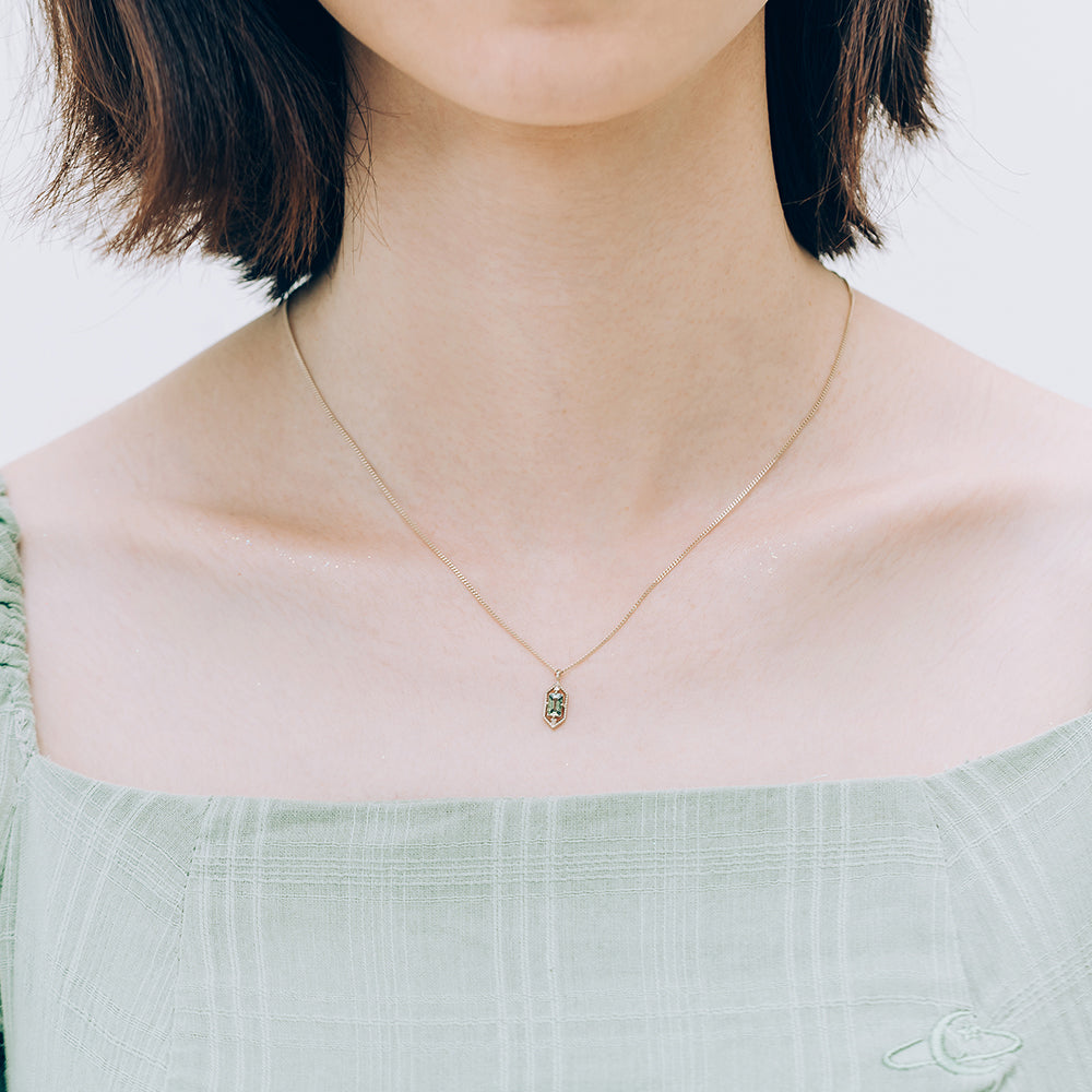 14k 18k green sapphire diamond A+++ simple wedding gift gold necklace