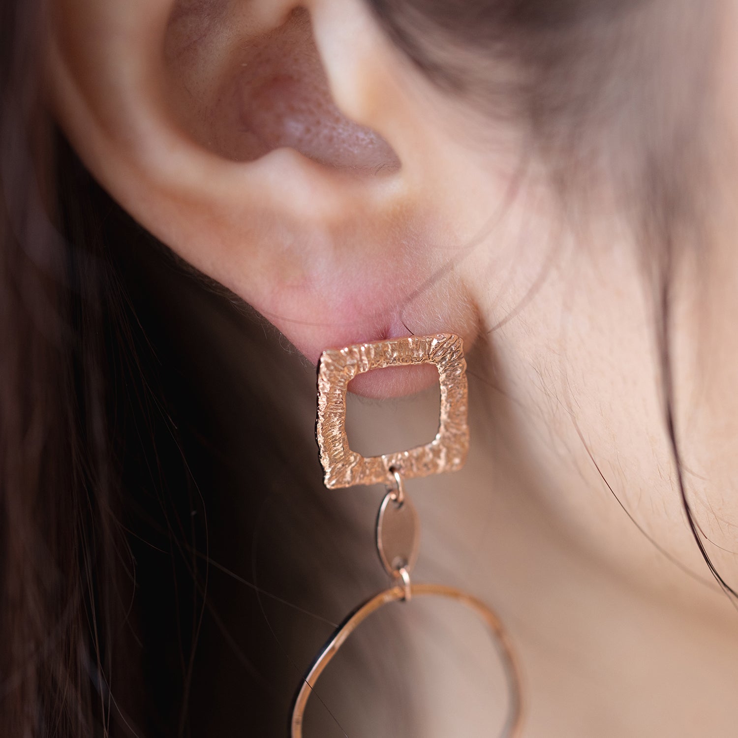 14k 18K unbalance gold earring long chain K jewellery jewelry