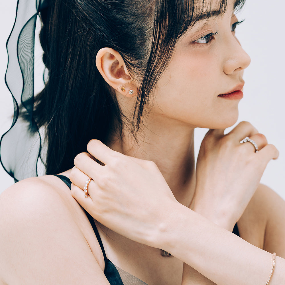 gold 0.10 ct diamond charm dangle ring wedding ring 14k 18k gift