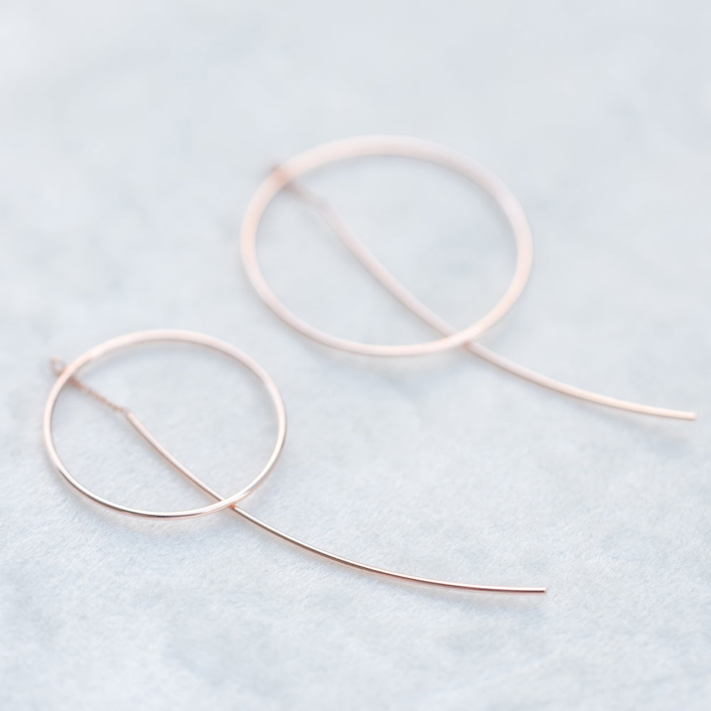 14k gold drop earrings 18k round ring earring long women 585 750 gift