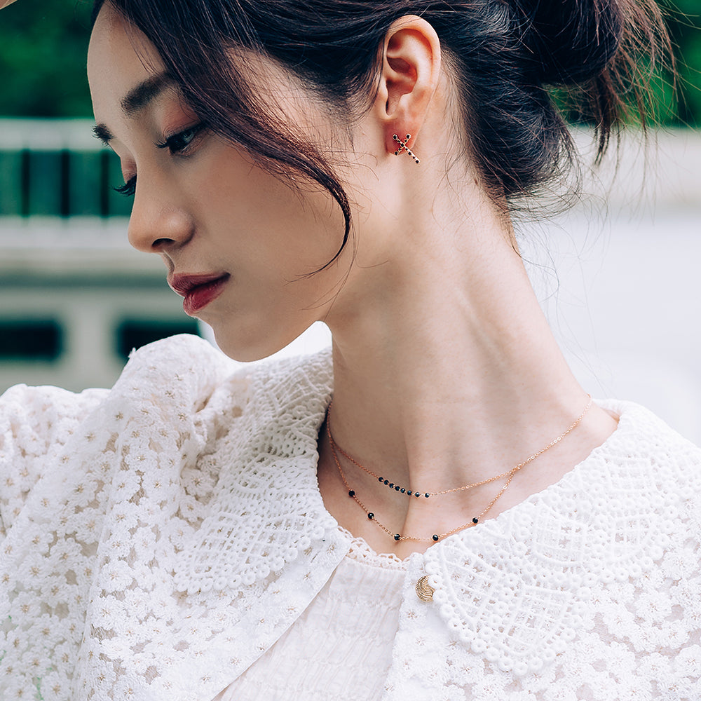 natural spinel 14k 18k gold necklace Two-layer chain necklace