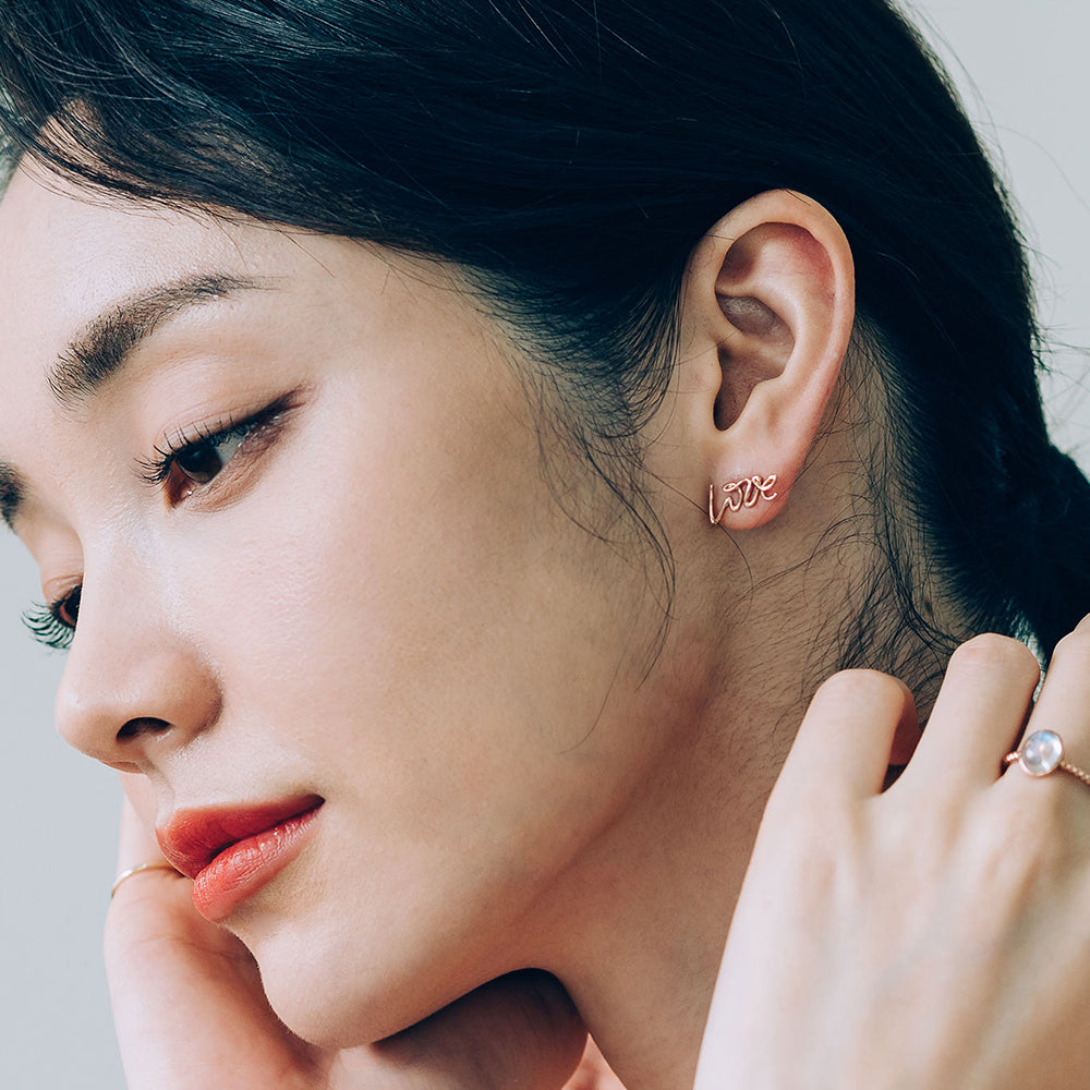 lattering estilo LOVE cupit gold earring 14k 18k GOLD