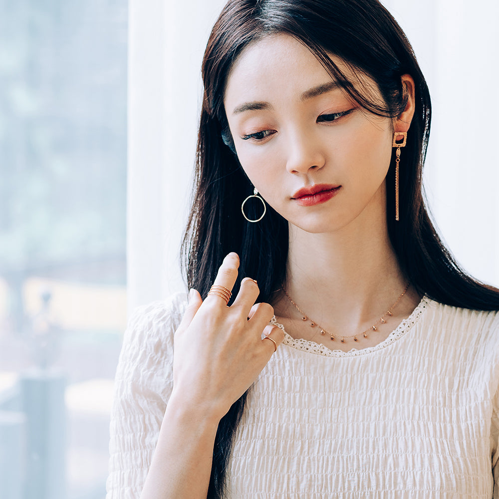 GOLD 14k 18k drop necklace brown stone anniversary girt