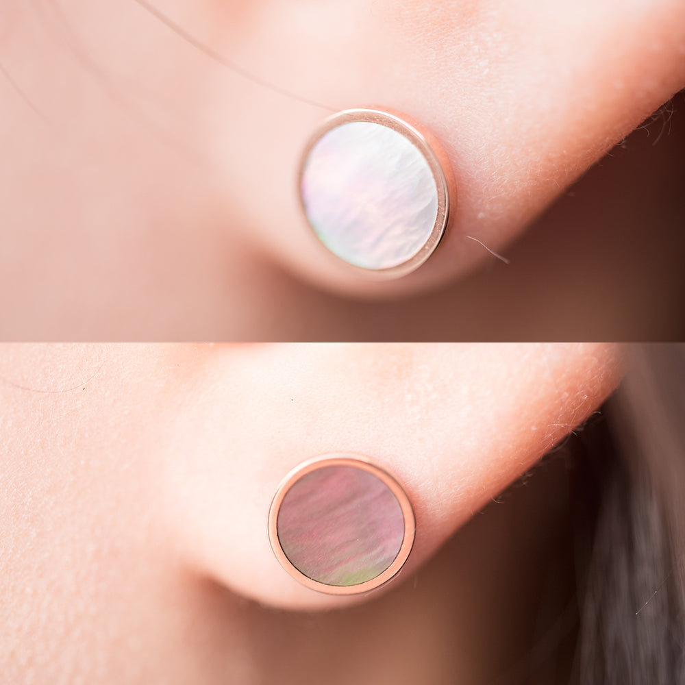 14K piercing 18K natural stone errings lapis onix shell inlay jewelry