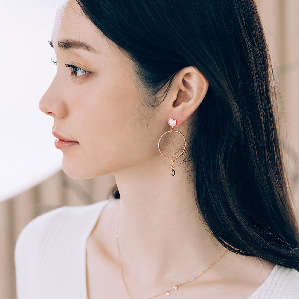 14k 18k gold hoop earring big round LOVE unique women earring custom jewerly