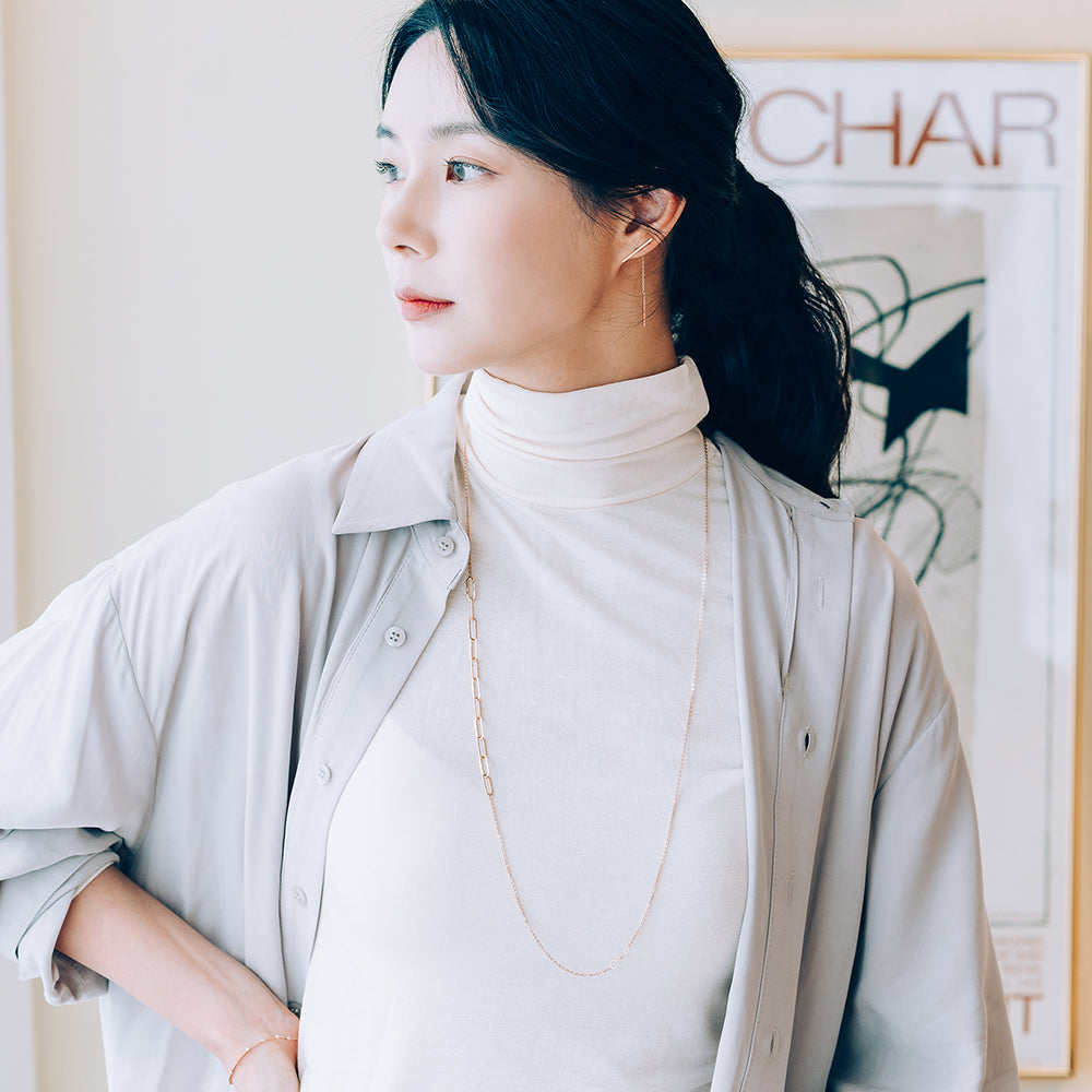 14k 18k gold long necklace mului-way 85cm 33.5" luxury gold anniversary gift