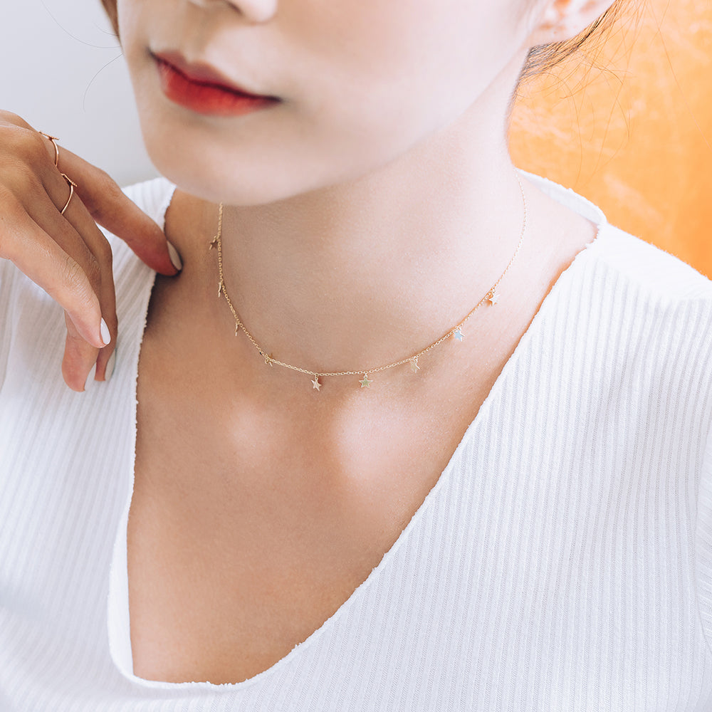 gold star chocker necklace 14k 18k GOLD girt 20s30s daily simple