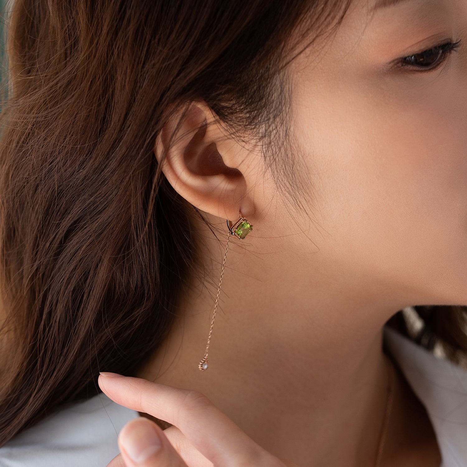 14k 18k Peridot rough diamond A+++ GOLD K jewerly earring